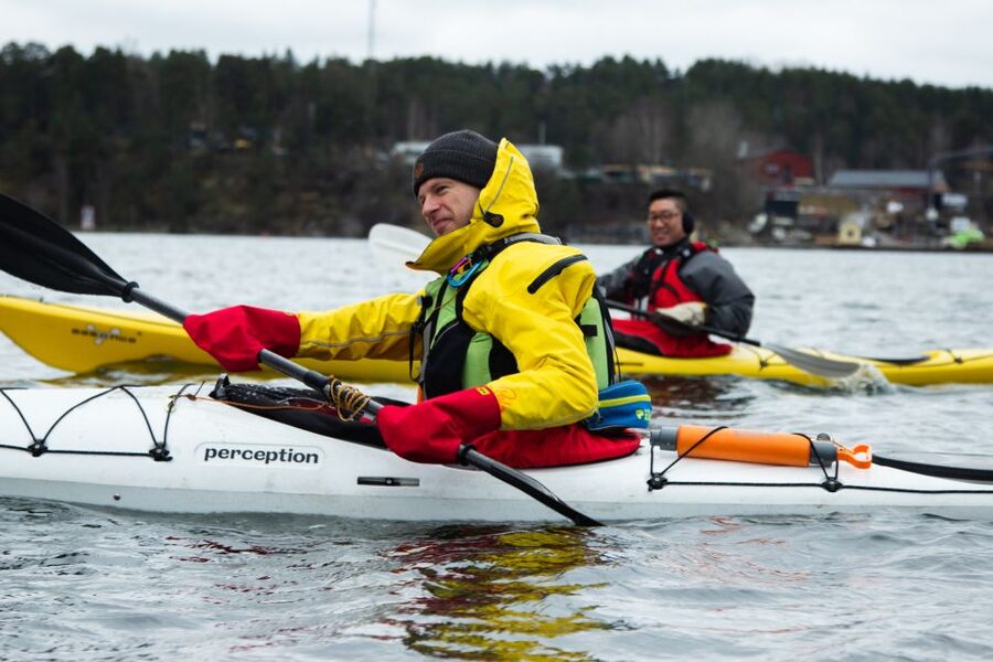 Gdansk: Winter Kayaking Tour - Getting kitted with a drysuit, boots, life jacket, and paddle muffles
