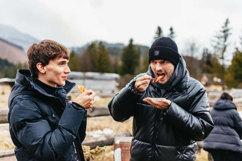 Krakow: Zakopane Tour Local Tasting, Cable Car & Hot Springs - Oscypek cheese and local alcohol tasting in a shepherd-style hut